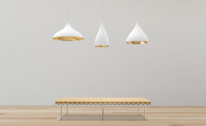 Swell XL String 3 Pendant - Mixed - Pablo Designs - Chandeliers - White/Brass - HORNE