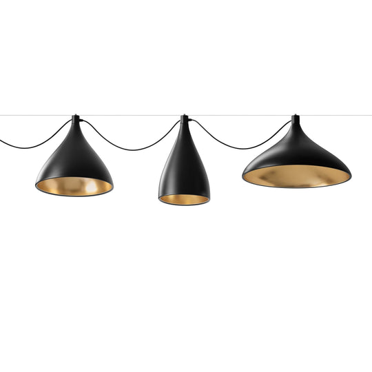 Swell XL String 3 Pendant - Mixed - Pablo Designs - Chandeliers - Black/Brass - HORNE