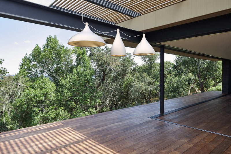 Swell XL String 3 Pendant - Mixed - Pablo Designs - Chandeliers - White/Brass - HORNE