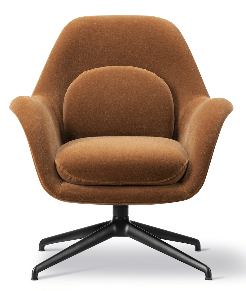 Swoon Lounge Petit Swivel Base - Black - Fredericia - Chairs - Grandmohair 2103 - HORNE