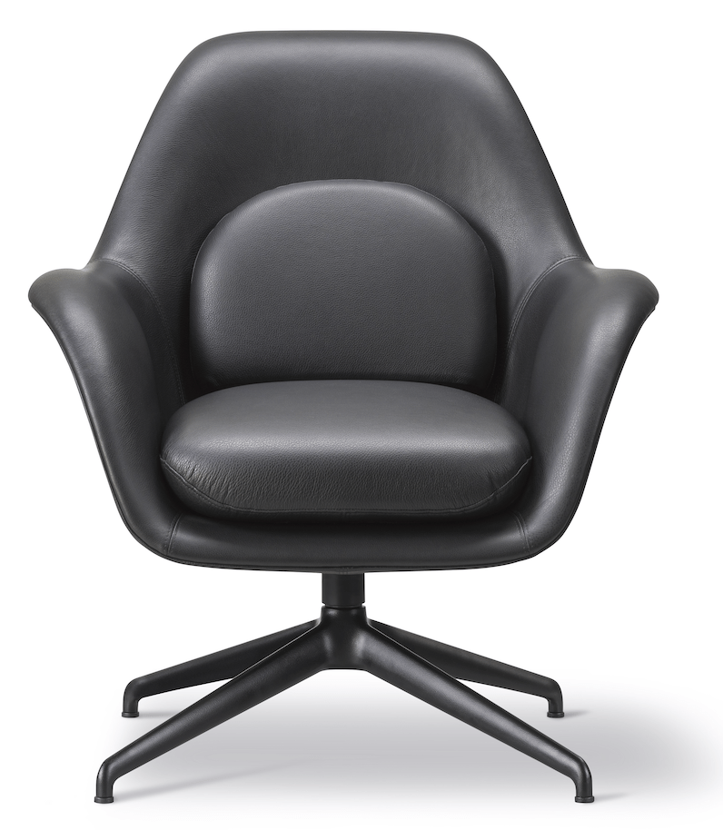 Swoon Lounge Petit Swivel Base - Black - Fredericia - Chairs - Grandmohair 2103 - HORNE