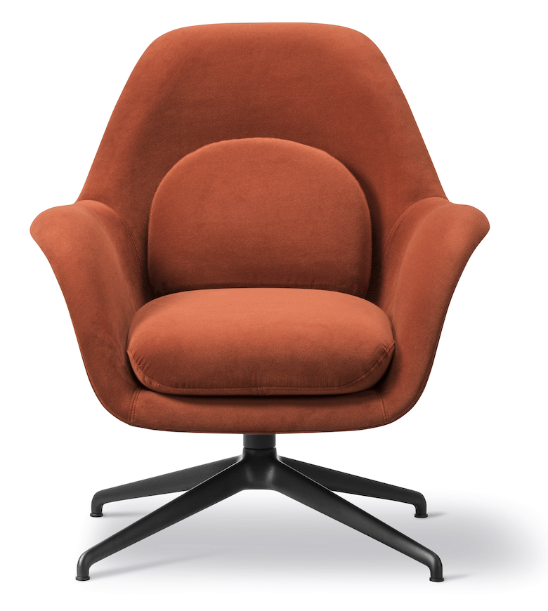 Swoon Lounge Petit Swivel Base - Black - Fredericia - Chairs - Grandmohair 2103 - HORNE