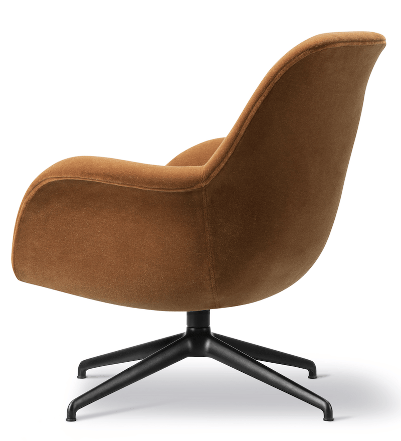 Swoon Lounge Petit Swivel Base - Black - Fredericia - Chairs - Grandmohair 2103 - HORNE