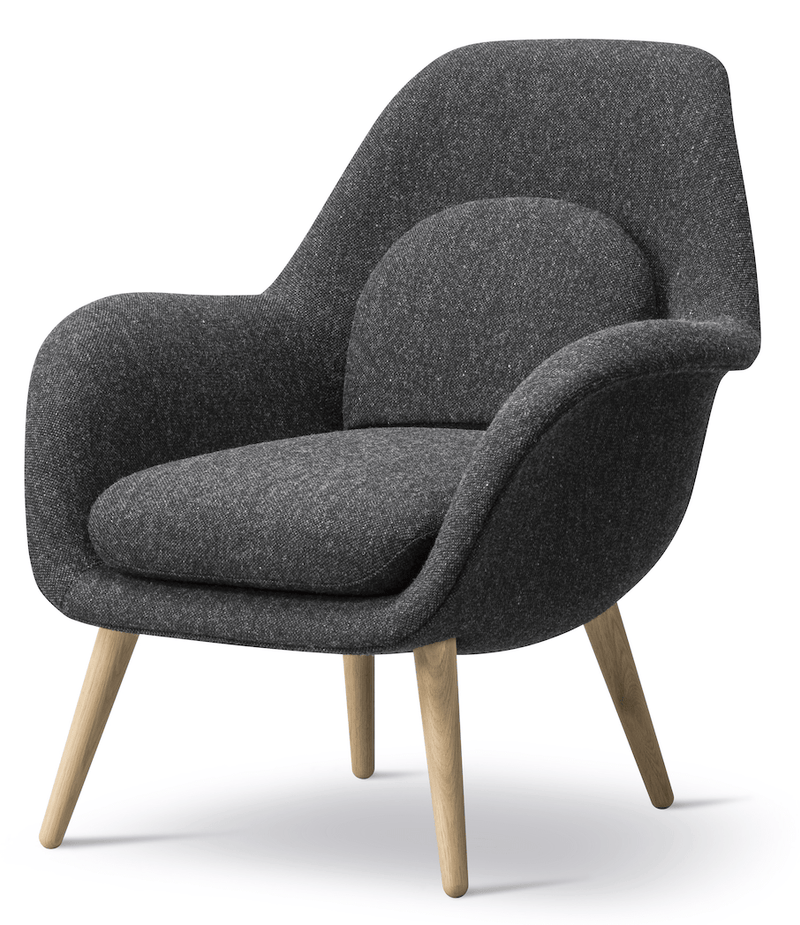 Swoon Lounge Petit Wood Base - Oiled Oak - Fredericia - Chairs - Hallingdal 130 - HORNE