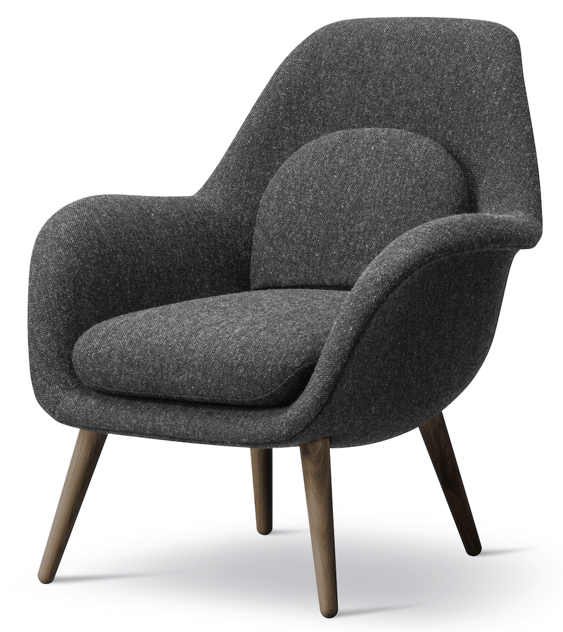 Swoon Lounge Petit Wood Base - Walnut - Fredericia - Chairs - Hallingdal 180 - HORNE
