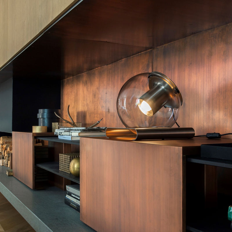 The Globe Table Lamp - Oluce - Table + Task - Nickel - HORNE