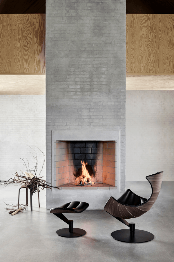 The Lobster Chair - Bruunmunch - Chairs - Lobster Chair and Footstool - Oak Veneer - Satin Chrome Steel - HORNE