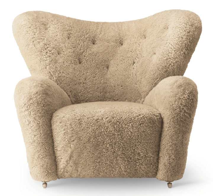 The Tired Man Chair & Footstool - Sheepskin - Audo Copenhagen - Chairs - Chair Only - Natural Oak - Honey - HORNE