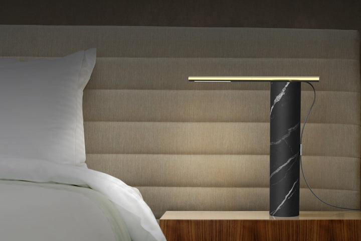 T.O Table Lamp - Pablo Designs - Table + Task - White Marble/Chrome - HORNE