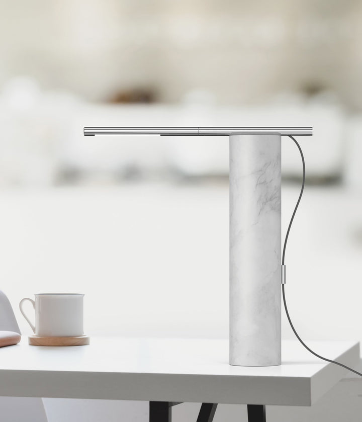 T.O Table Lamp - Pablo Designs - Table + Task - White Marble/Chrome - HORNE