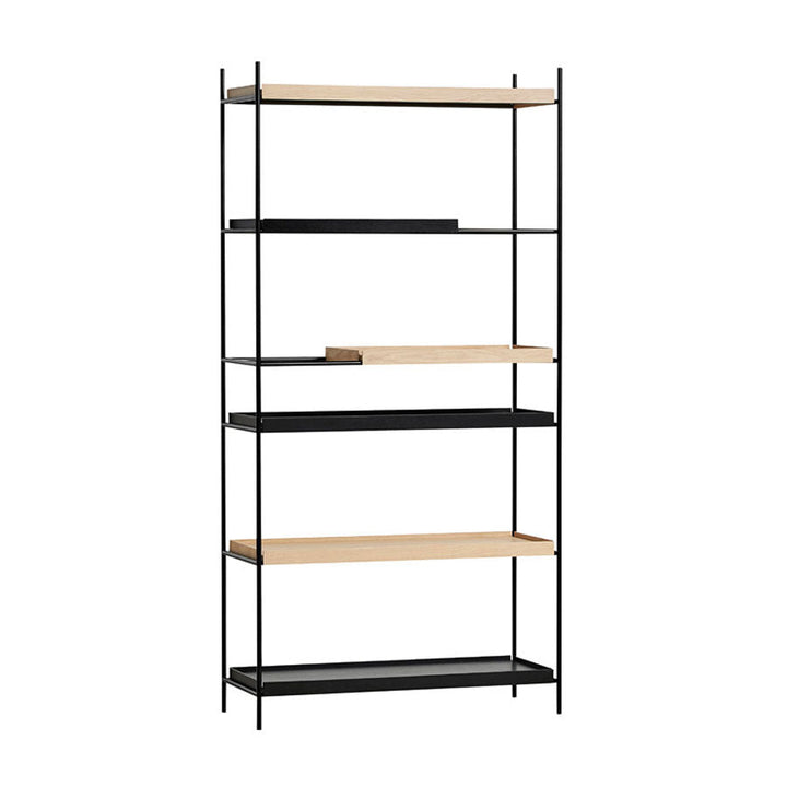Tray Shelf - High - Woud - Shelving - 1 Short 2 Wide Oak + 1 Short 2 Wide Black - HORNE