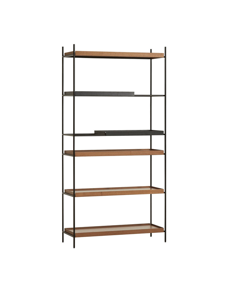Tray Shelf - High - Woud - Shelving - 2 Short Black + 4 Wide Walnut - HORNE
