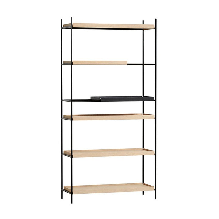 Tray Shelf - High - Woud - Shelving - 1 Short & 4 Wide Oak + 1 Short Black - HORNE