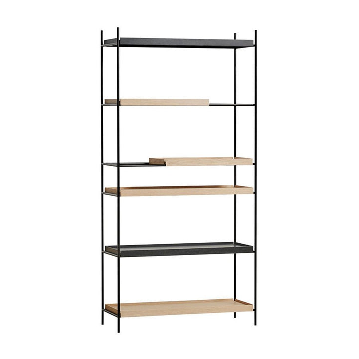 Tray Shelf - High - Woud - Shelving - 2 Wide & 2 Short Oak + 2 Wide Black - HORNE
