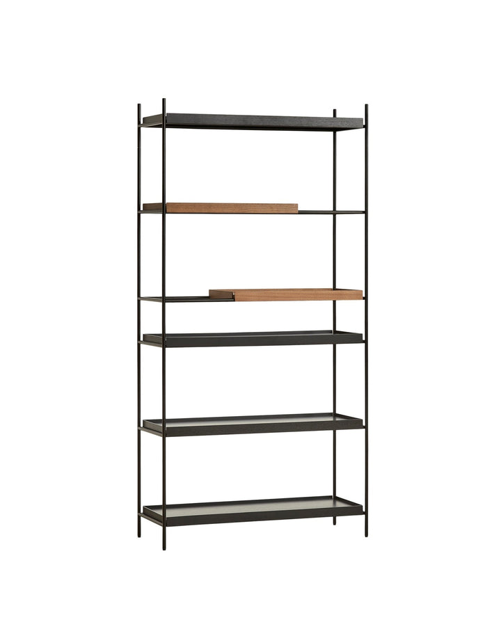 Tray Shelf - High - Woud - Shelving - 2 Short Walnut + 4 Wide Black - HORNE