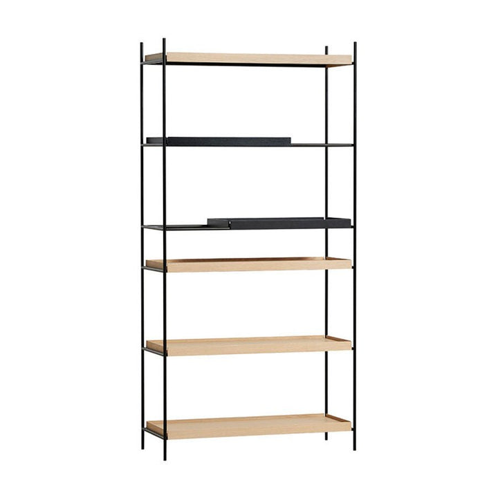 Tray Shelf - High - Woud - Shelving - 2 Short Black + 4 Wide Oak - HORNE