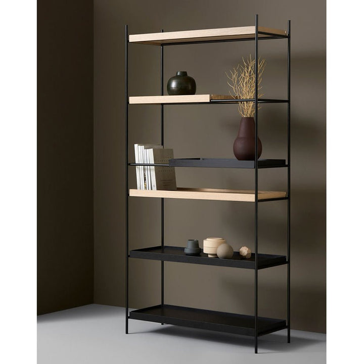Tray Shelf - High - Woud - Shelving - 2 Short Black + 4 Wide Walnut - HORNE