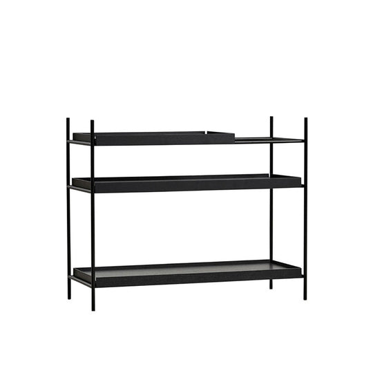 Tray Shelf - Low - Woud - Shelving - 1 Short Black + 2 Wide Black - HORNE