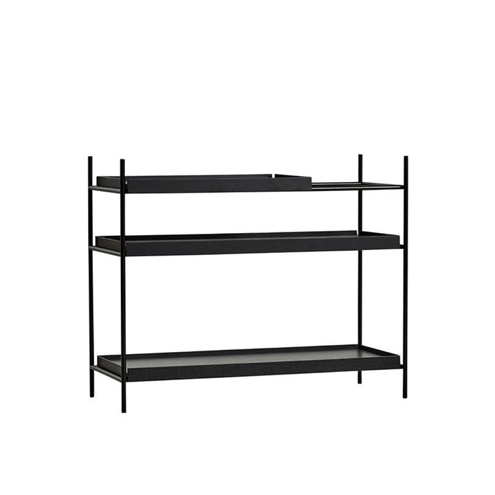 Tray Shelf - Low - Woud - Shelving - 1 Short Black + 2 Wide Black - HORNE