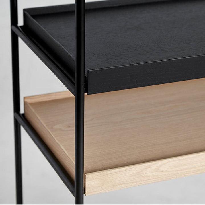 Tray Shelf - Low - Woud - Shelving - 1 Short Walnut + 2 Wide Black - HORNE