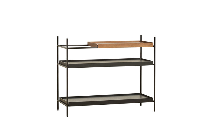 Tray Shelf - Low - Woud - Shelving - 1 Short Walnut + 2 Wide Black - HORNE