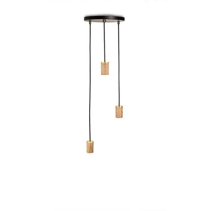 Triple Pendant - Tala - Black - Oak - No Bulb - HORNE