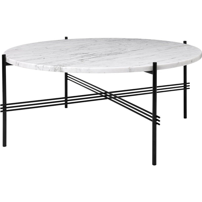 TS Coffee Table Round Ø 31.5 - Gubi - Tables + Desks - Brass - White Carrara Marble - HORNE
