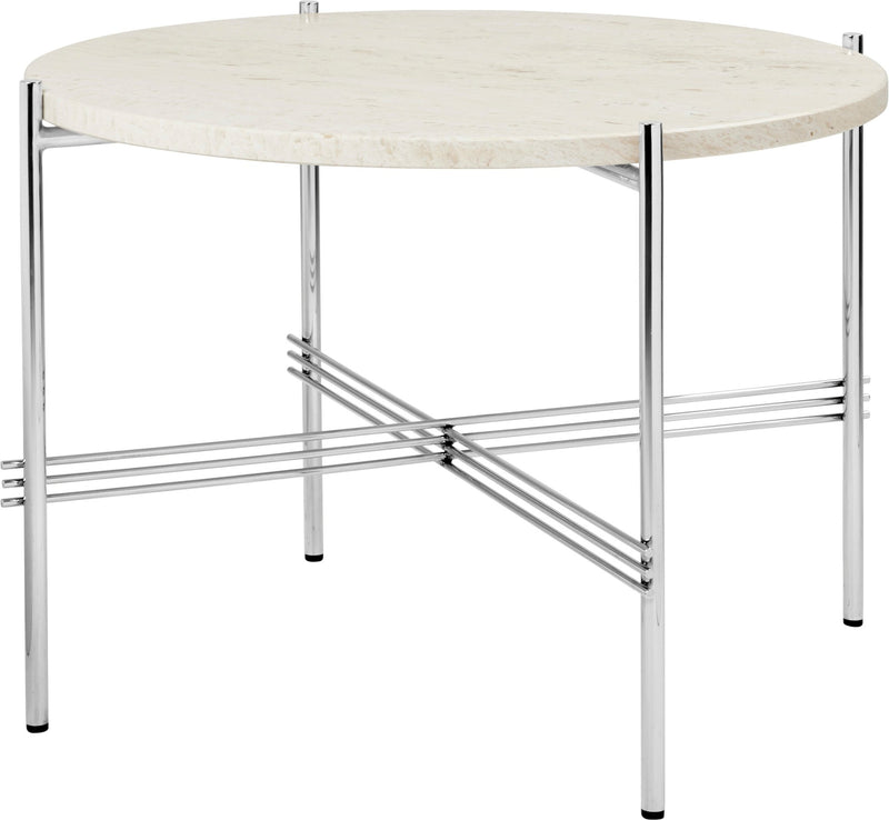 TS Coffee Table Round Ø 21.6 - Polished Steel - Gubi - Tables + Desks - Black Marquina Marble - HORNE