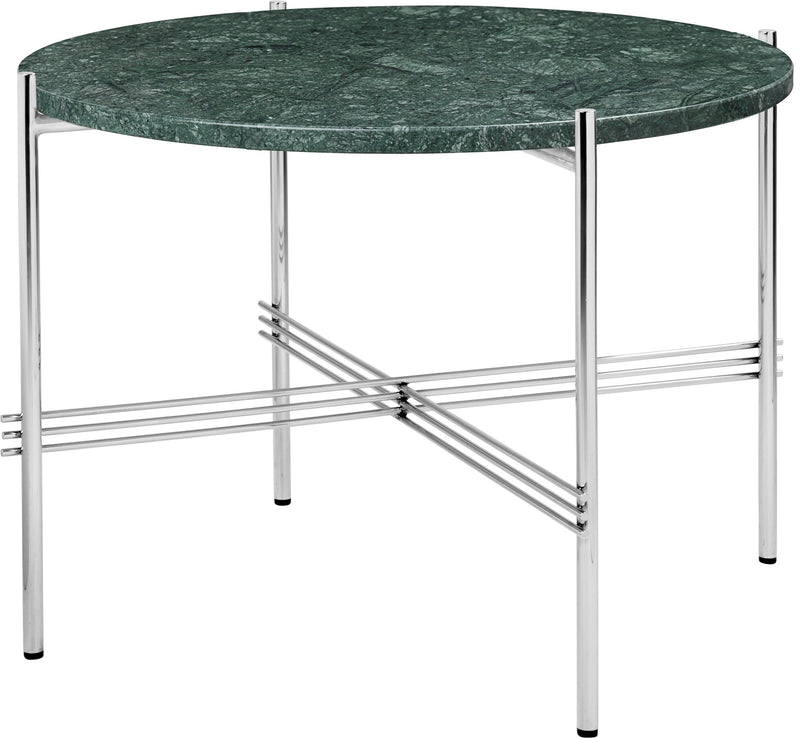 TS Coffee Table Round Ø 21.6 - Polished Steel - Gubi - Tables + Desks - Black Marquina Marble - HORNE