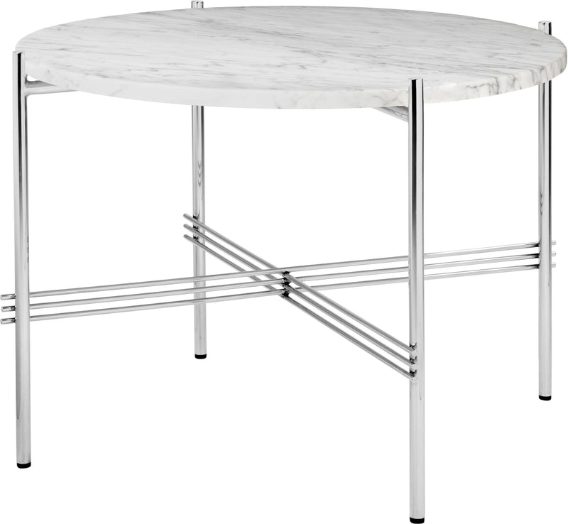 TS Coffee Table Round Ø 21.6 - Polished Steel - Gubi - Tables + Desks - Black Marquina Marble - HORNE