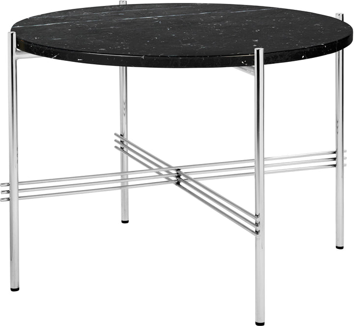 TS Coffee Table Round Ø 21.6 - Polished Steel - Gubi - Tables + Desks - Black Marquina Marble - HORNE