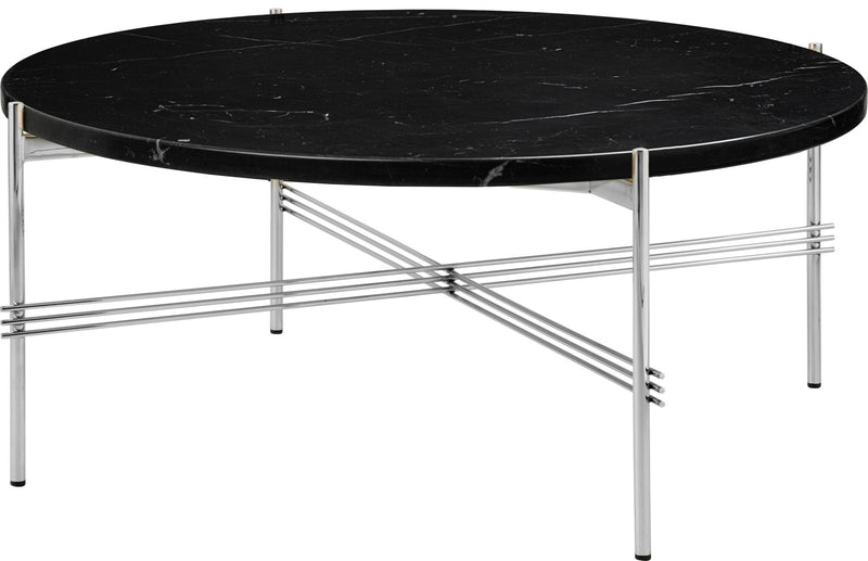 TS Coffee Table Round Ø 31.5 - Polished Steel - Gubi - Tables + Desks - Black Marquina Marble - HORNE