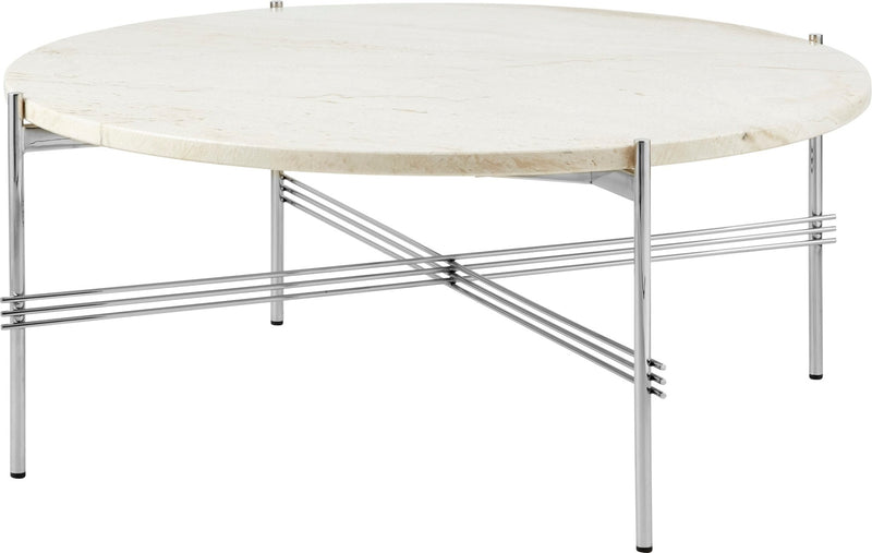 TS Coffee Table Round Ø 31.5 - Polished Steel - Gubi - Tables + Desks - Black Marquina Marble - HORNE