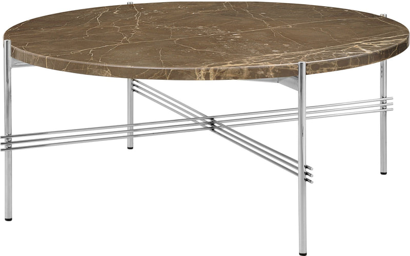 TS Coffee Table Round Ø 31.5 - Polished Steel - Gubi - Tables + Desks - Black Marquina Marble - HORNE