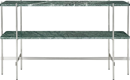 TS Console - 2 Racks - Polished Steel - Gubi - Tables + Desks - Green Guatemala Marble - HORNE