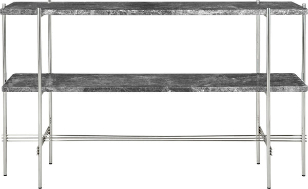 TS Console - 2 Racks - Polished Steel - Gubi - Tables + Desks - Grey Emperador Marble - HORNE