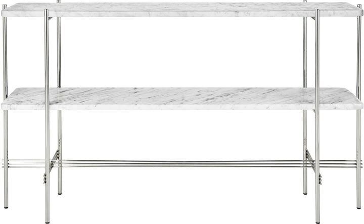 TS Console - 2 Racks - Polished Steel - Gubi - Tables + Desks - White Carrara Marble - HORNE