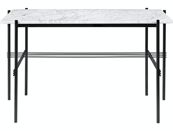 TS Desk - Gubi - Desks - Black Powder Coated Steel - White Carrara Marble - HORNE