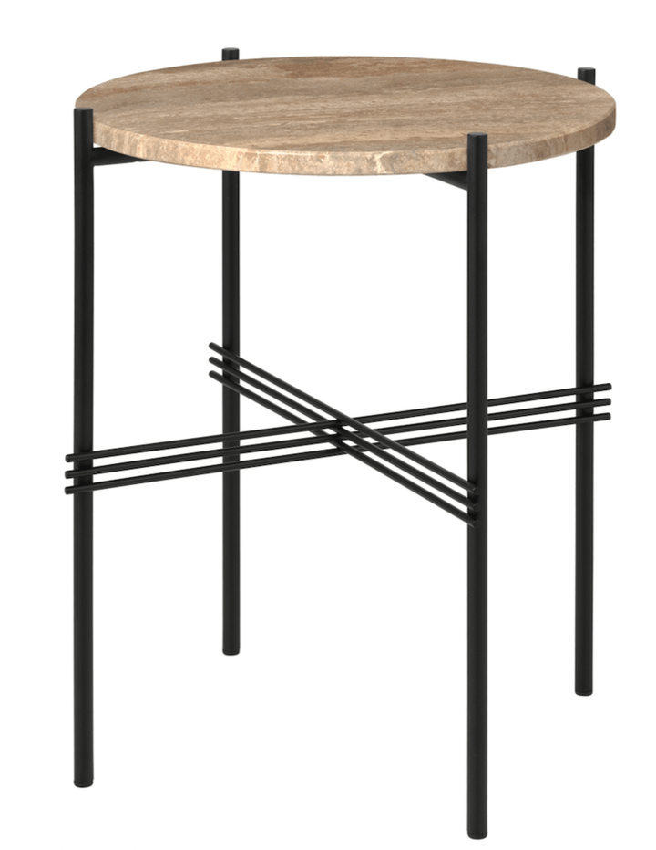 TS Side Table Round - Gubi - Tables + Desks - Black - White Carrara Marble - HORNE