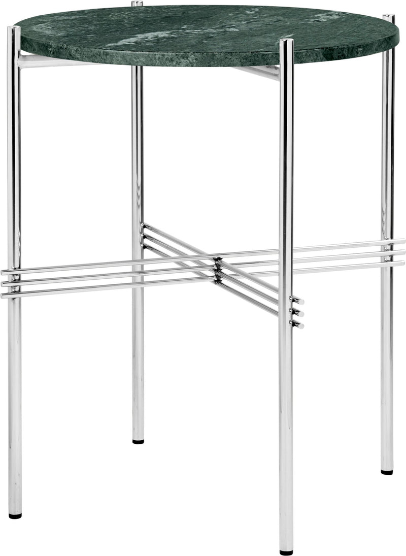 TS Side Table Round - Polished Steel - Gubi - Tables + Desks - Black Marquina Marble - HORNE
