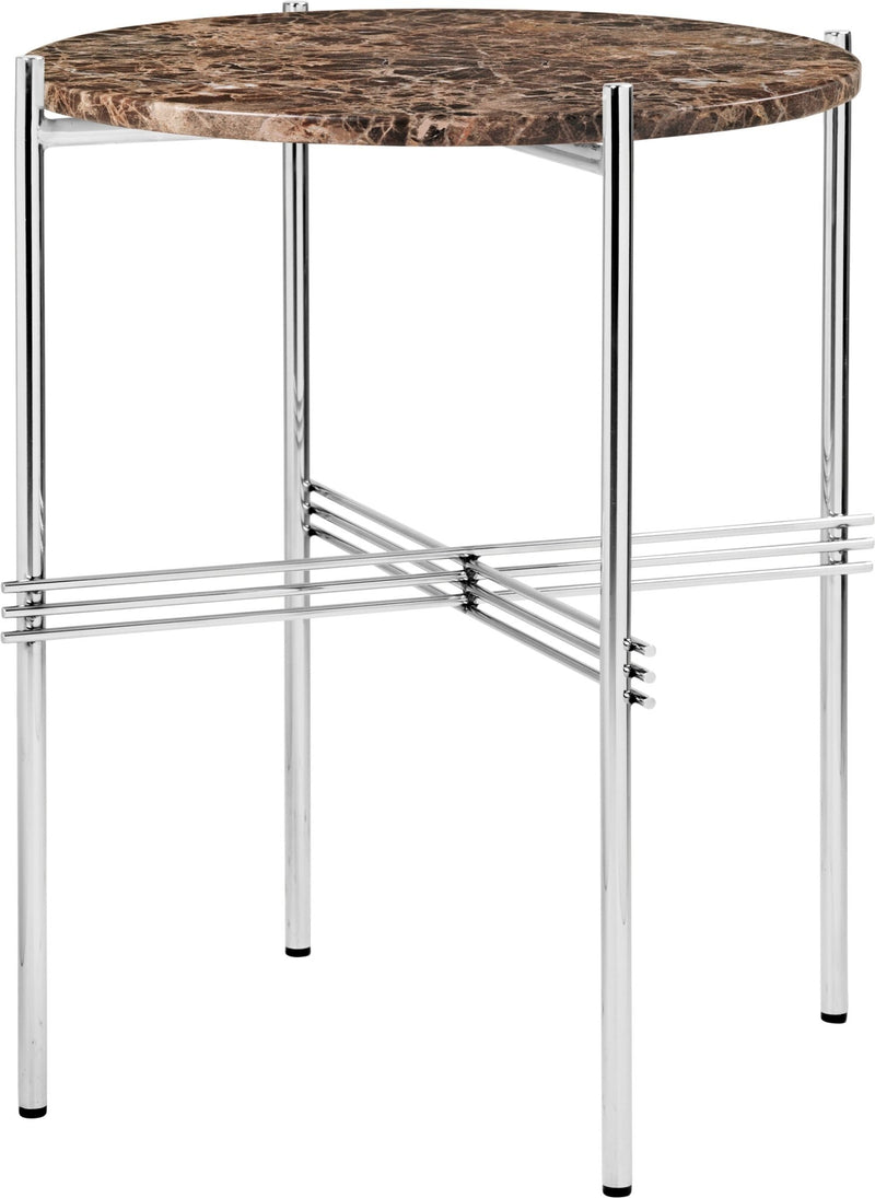 TS Side Table Round - Polished Steel - Gubi - Tables + Desks - Black Marquina Marble - HORNE