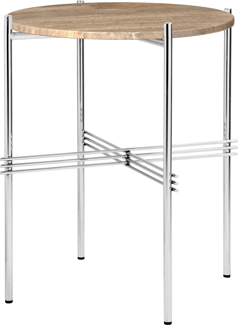 TS Side Table Round - Polished Steel - Gubi - Tables + Desks - Black Marquina Marble - HORNE