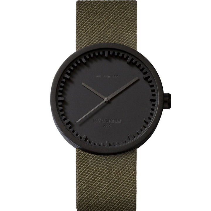 Tube Watch D38 - Leff Amsterdam - Clocks + Watches - Black Face - Green Leather Strap - HORNE