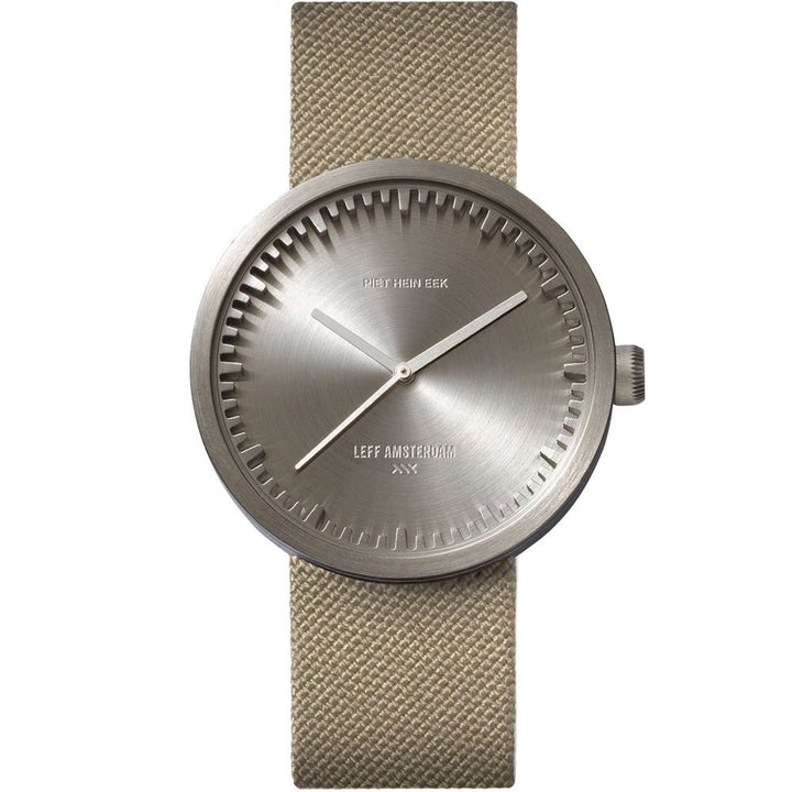 Tube Watch D38 - Leff Amsterdam - Clocks + Watches - Steel Face - Sand Leather Strap - HORNE