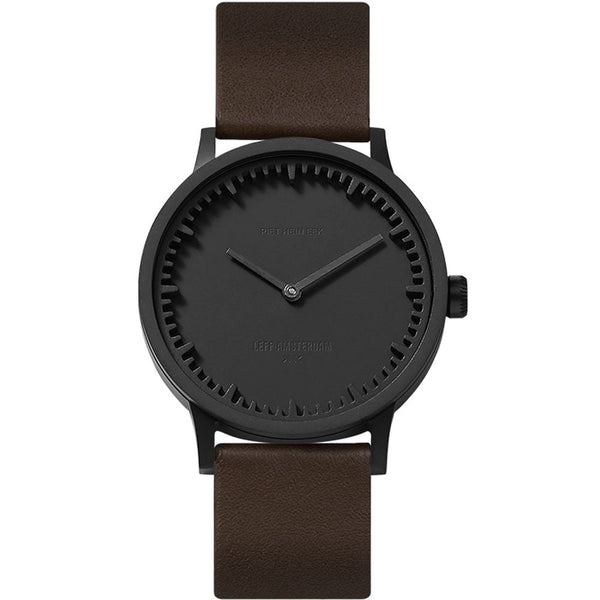 Tube Watch T32 - Leff Amsterdam - Clocks + Watches - Black Face - Brown Leather Strap - HORNE