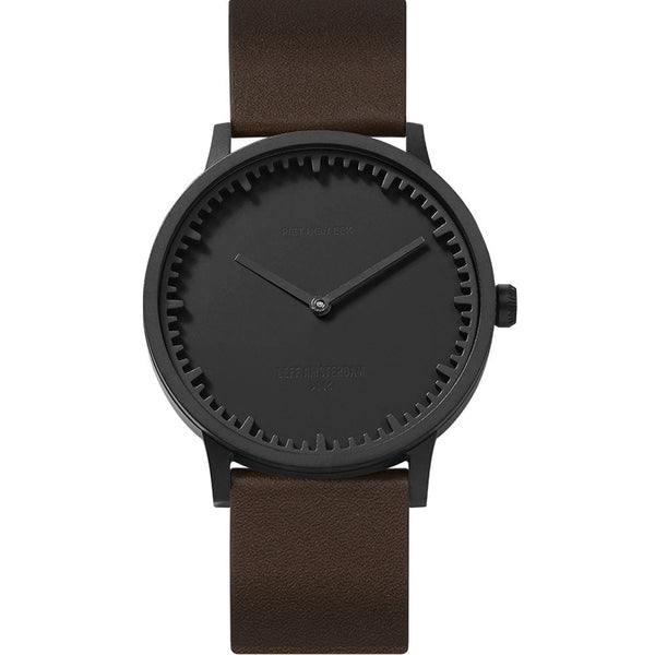 Tube Watch T40 - Leff Amsterdam - Clocks + Watches - Black Face - Brown Leather Strap - HORNE