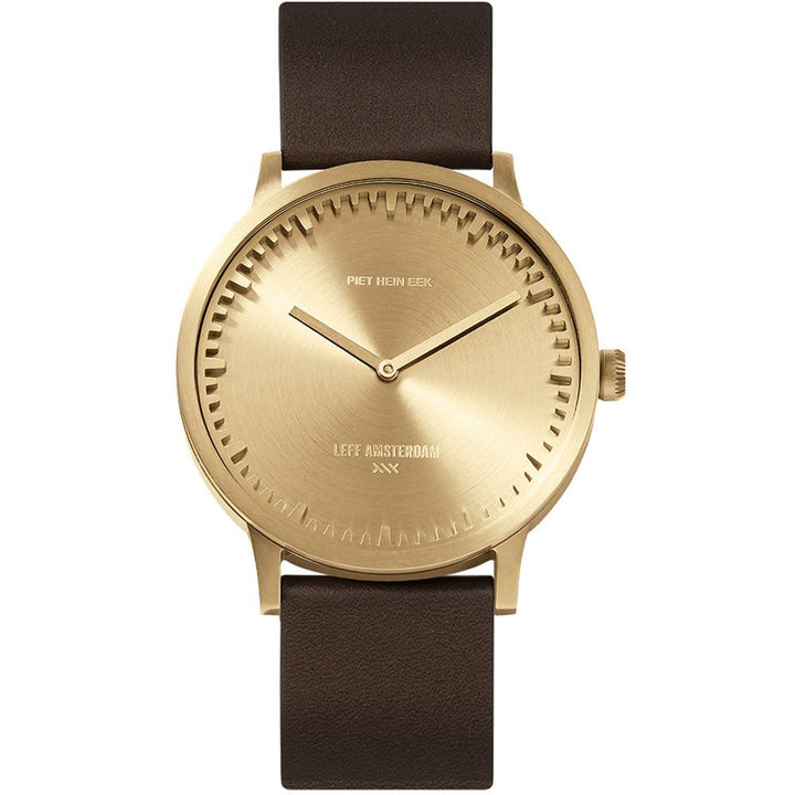 Tube Watch T40 - Leff Amsterdam - Clocks + Watches - Brass Face - Brown Leather Strap - HORNE