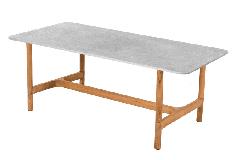 Twist Rectangle Coffee Table - Cane Line - Tables + Desks - Teak - Fossil Black Ceramic - HORNE