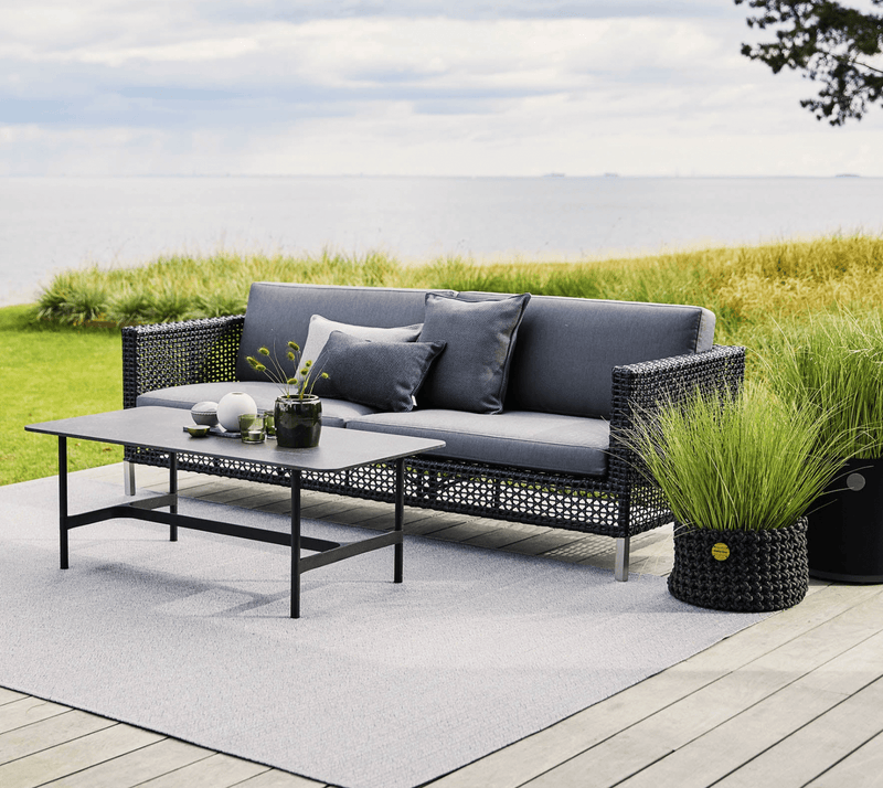 Twist Rectangle Coffee Table - Cane Line - Tables + Desks - Teak - Fossil Black Ceramic - HORNE