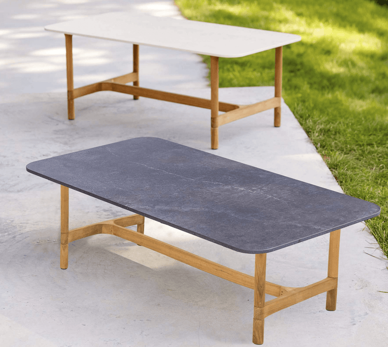 Twist Rectangle Coffee Table - Cane Line - Tables + Desks - Teak - Fossil Black Ceramic - HORNE